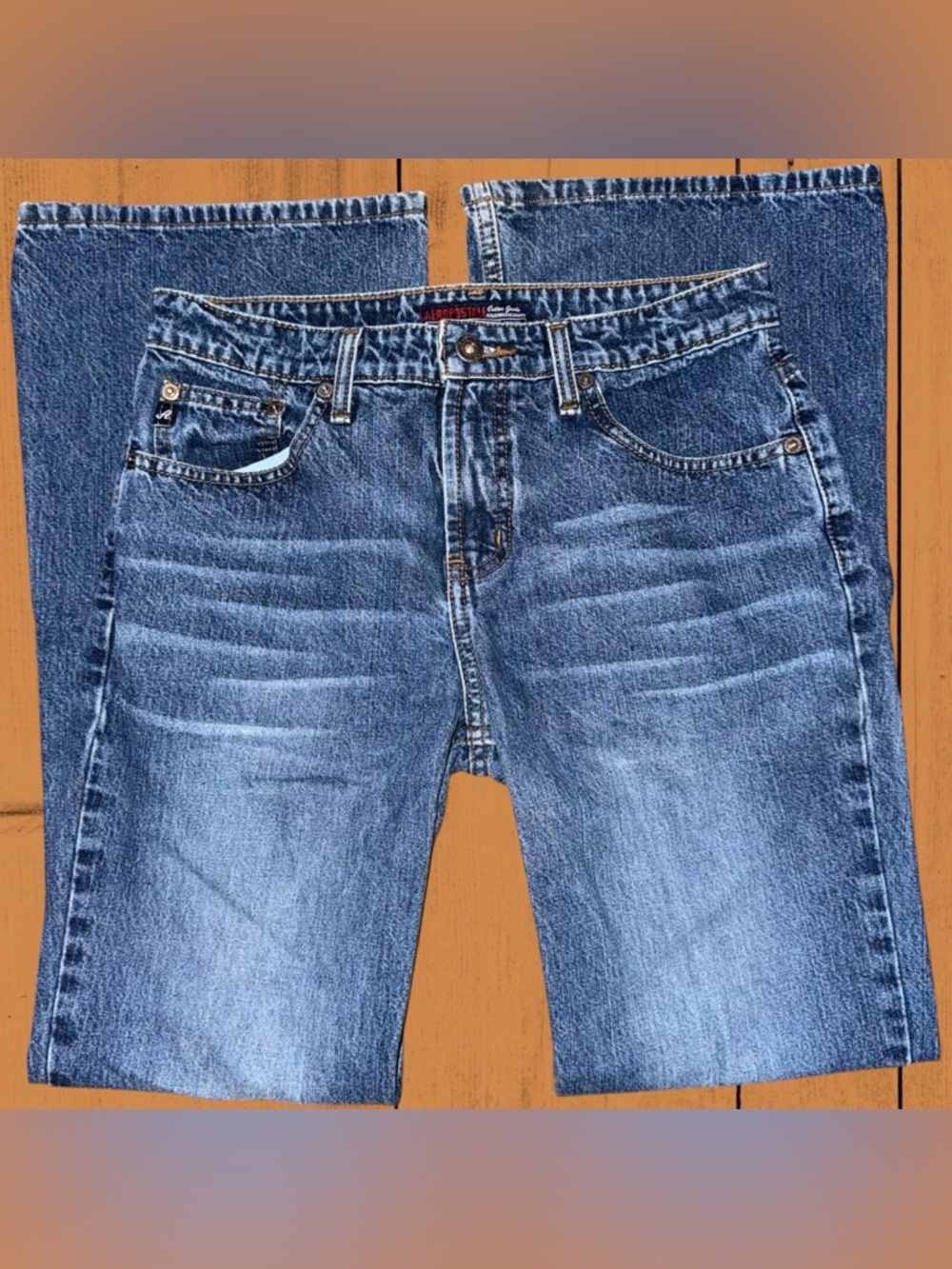 Vintage Y2K Aeropostale Flare Leg Jeans Women’s 5/6 S 100% Cotton Blue Denim
